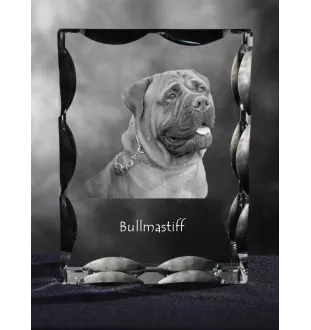 Bullmastiff - crystal with a picture of a dog, glass statuette with a picture, unique frame with a picture from Art-Dog brand
