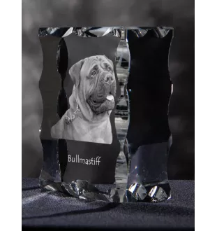 Bullmastiff - crystal with a picture of a dog, glass statuette with a picture, unique frame with a picture from Art-Dog brand
