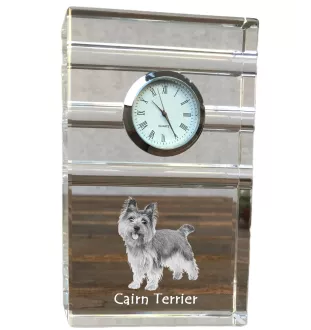 Cairn Terrier - Glasuhr mit Foto, Foto eines Hundes im Kristall, personalisierte Tischuhr für das Büro der Marke Art-Dog