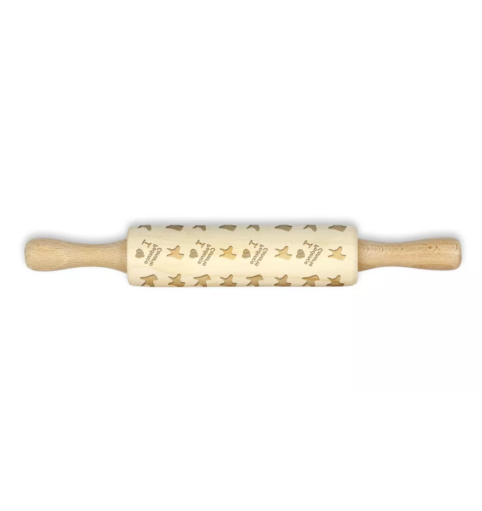 Canarian Warren Hound, Podenco Canario - small rolling pin with a dog pattern, a rolling pin for children's dough, decorating ceramic clay by Art-Dog brand