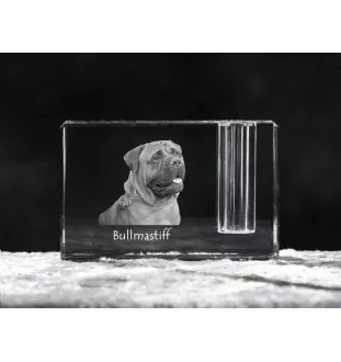 Bullmastiff - Porte-stylos, organiseur en cristal avec photo de chien, décoration de bureau unique par la marque Art-Dog