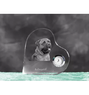 Bullmastiff zegar w kształcie serca z psem Art-Dog
