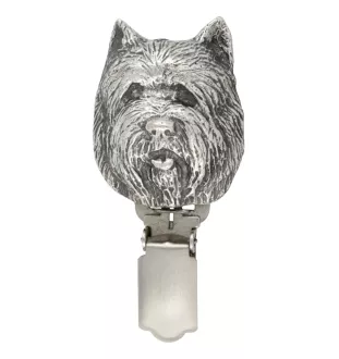 Cairn Terrier - Brosche mit Clip, Startnummernhalter, versilberte Anstecknadel für Hundeausstellungen der Marke Art-Dog