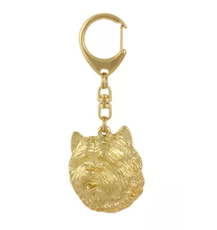 Cairn Terrier - Schlüsselanhänger und Halskette mit Hund in einer Box, vergoldetes Produkt von hoher Qualität, Marke Art-Dog