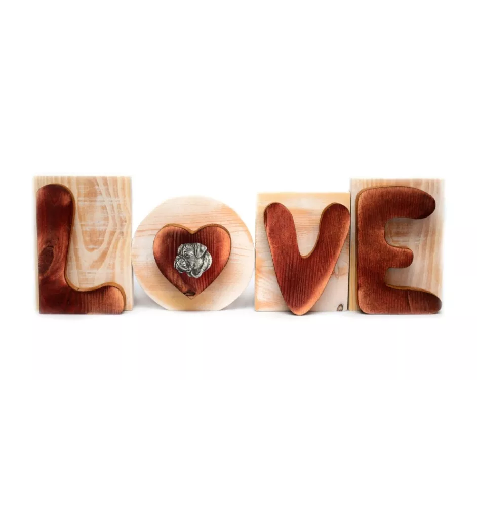 Bullmastiff drewniany napis love Art-Dog