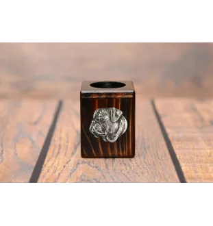 Bullmastiff II - wooden candle holder with a dog, a unique souvenir after losing a dog, a handicraft from the Art-Dog brand