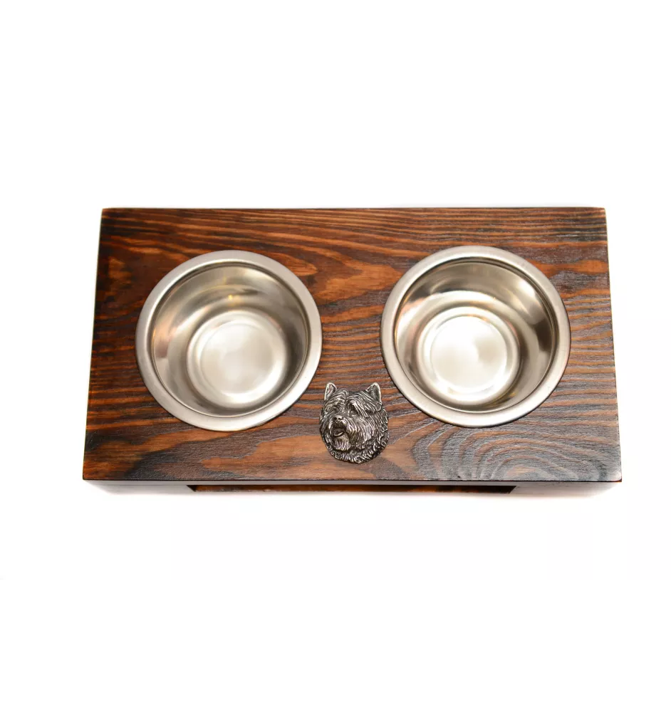 Cairn Terrier - support en bois avec des bols pour chien, bols pour chien en acier, cadeau pour l'adoption d'un chien de la marque Art-Dog