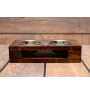 Cairn Terrier - wooden stand with bowls for a dog, steel dog bowls, a gift for adopting a dog from the Art-Dog brand
