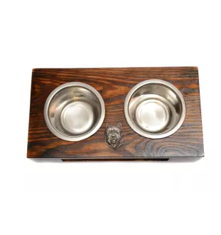 Cairn Terrier II - support en bois avec des bols pour chien, bols pour chien en acier, cadeau pour l'adoption d'un chien de la marque Art-Dog