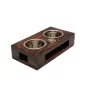 Cairn Terrier II - wooden stand with bowls for a dog, steel dog bowls, a gift for adopting a dog from the Art-Dog brand
