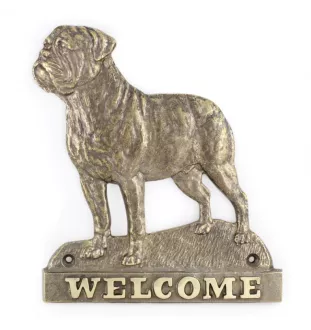 Bullmastiff - Türschild mit Hund, messingfarbenes Willkommensschild, einzigartiges Schild mit der Aufschrift Welcome von der Marke Art-Dog