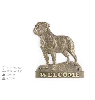 Bullmastiff - Türschild mit Hund, messingfarbenes Willkommensschild, einzigartiges Schild mit der Aufschrift Welcome von der Marke Art-Dog
