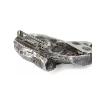 Bullmastiff - brooch with a clip, holder for a start number, silver-plated dog show pin from the Art-Dog brand