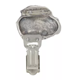 Bullmastiff - Brosche mit Clip, Startnummernhalter, versilberte Anstecknadel für Hundeausstellungen der Marke Art-Dog