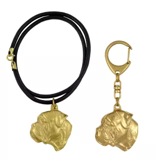 Bullmastiff brelok i naszyjnik pozłacane w pudełku Art-Dog