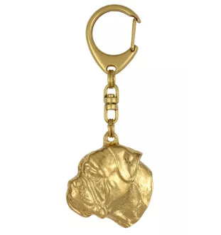 Bullmastiff - keychain and necklace with a dog in a box, high-quality gold-plated product, Art-Dog brand