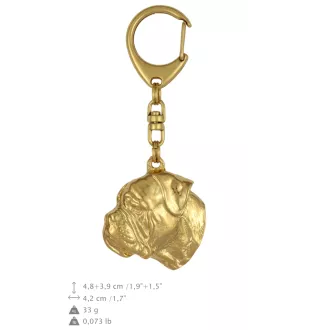 Bullmastiff - keychain and necklace with a dog in a box, high-quality gold-plated product, Art-Dog brand