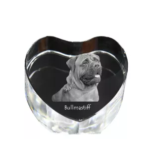 Bullmastiff - Hundebild im Kristall, Kristallherz, einzigartiger Bilderrahmen der Marke Art-Dog