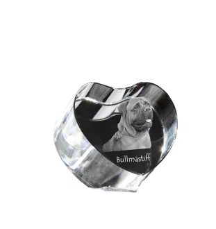 Bullmastiff - Hundebild im Kristall, Kristallherz, einzigartiger Bilderrahmen der Marke Art-Dog