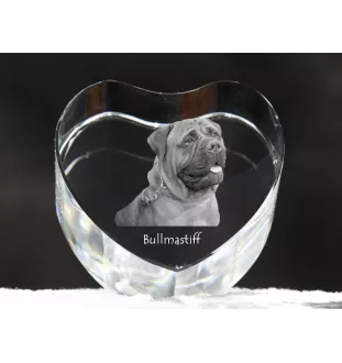 Bullmastiff - Hundebild im Kristall, Kristallherz, einzigartiger Bilderrahmen der Marke Art-Dog