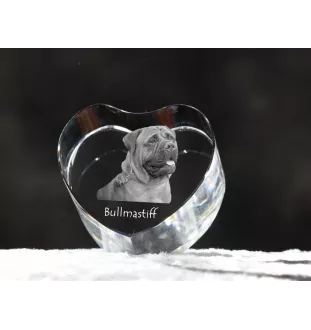 Bullmastiff - Hundebild im Kristall, Kristallherz, einzigartiger Bilderrahmen der Marke Art-Dog