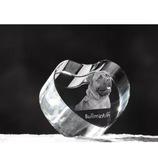 Bullmastiff - Hundebild im Kristall, Kristallherz, einzigartiger Bilderrahmen der Marke Art-Dog