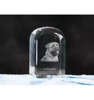 Bullmastiff - un cube de cristal avec une photo, une photo de chien dans le cristal, un presse-papiers cubique de la marque Art-Dog