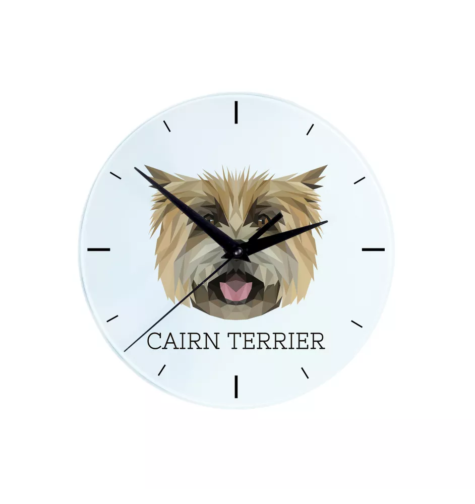 Cairn Terrier - horloge murale géométrique avec photo et logo de la marque Art-Dog