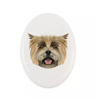 Cairn Terrier - Fliese mit geometrischem Bild und Schriftzug der Marke Art-Dog