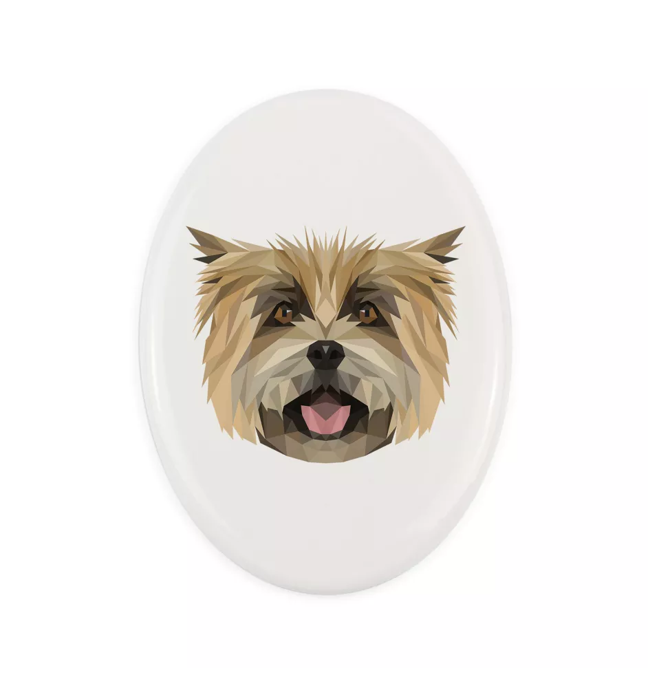 Cairn Terrier - Fliese mit geometrischem Bild und Schriftzug der Marke Art-Dog