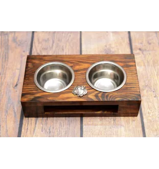 Bullmastiff II - support en bois avec des bols pour chien, bols pour chien en acier, cadeau pour l'adoption d'un chien de la marque Art-Dog