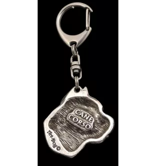 Cane Corso, Italienischer Corso-Hund, Cane di Macellaio - Versilberter Schlüsselanhänger mit Hund, Handtaschen-Dekoration, Rucksack-Anhänger der Marke Art-Dog