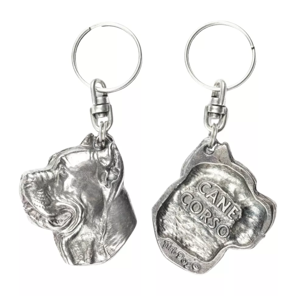 Cane Corso, Italienischer Corso-Hund, Cane di Macellaio - Versilberte Hund Anhänger, Handtasche Dekoration, Rucksack-Anhänger von Art-Dog Marke