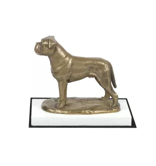 Bullmastiff - statuette de chien, figurine sur un socle blanc, trophée pour exposition de chiens de la marque Art-Dog