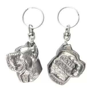 Cane Corso, Italienischer Corso-Hund, Cane di Macellaio - Versilberter Anhänger mit einem Hund in einer dekorativen Box, Handtaschenschmuck, Rucksackanhänger der Marke Art-Dog