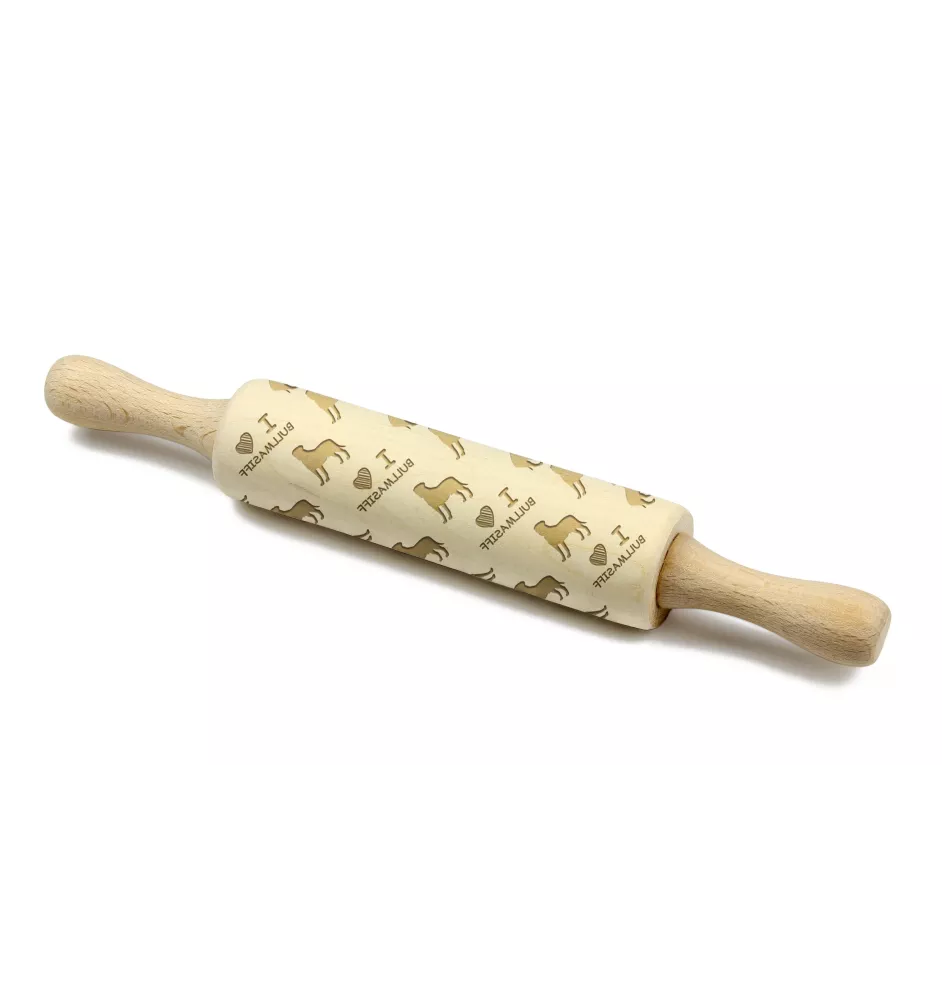 Bullmastiff - small rolling pin with a dog, patterned dough roller, gadget for ceramicists from the Art-Dog brand