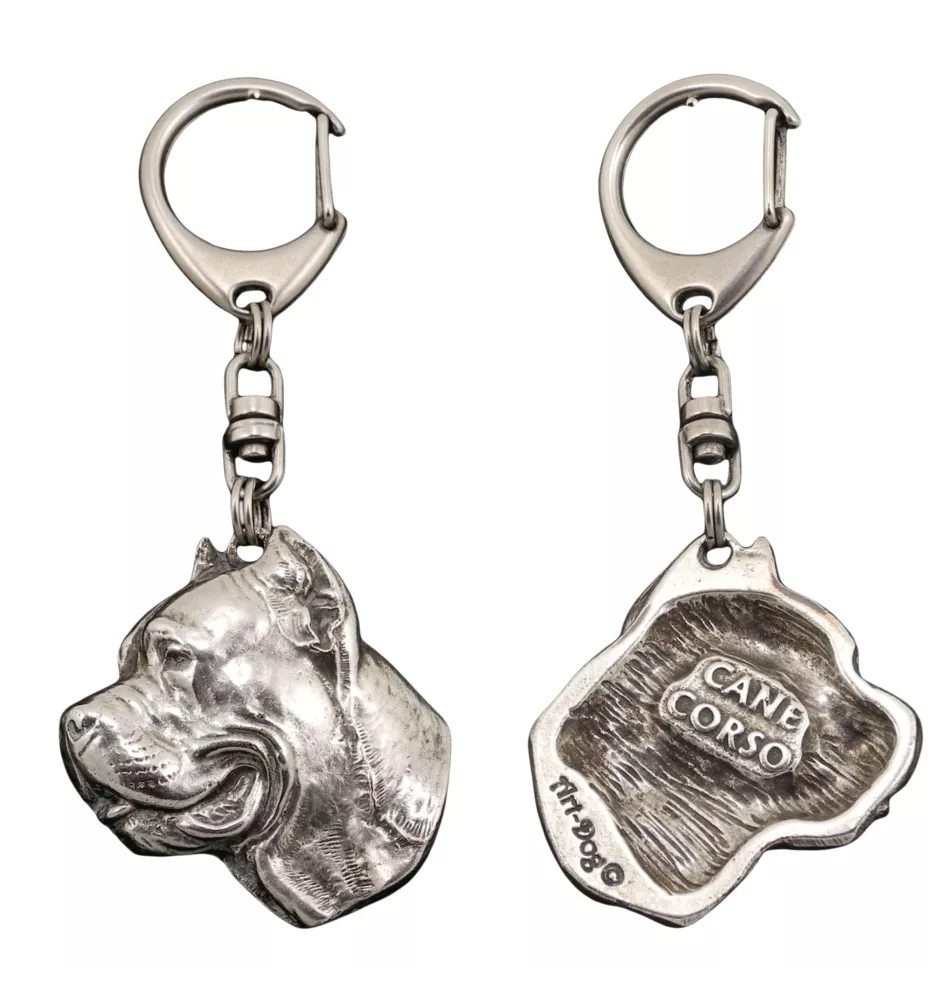 Cane Corso, Chien De Cour Italien - Porte-clés argenté avec un chien dans une boîte cadeau, décoration de sac à main, pendentif de sac à dos par la marque Art-Dog