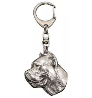 Cane Corso, Italienischer Corso-Hund, Cane di Macellaio - Versilberter Schlüsselanhänger mit Hund in einer Geschenkbox, Handtaschenschmuck, Rucksackanhänger der Marke Art-Dog