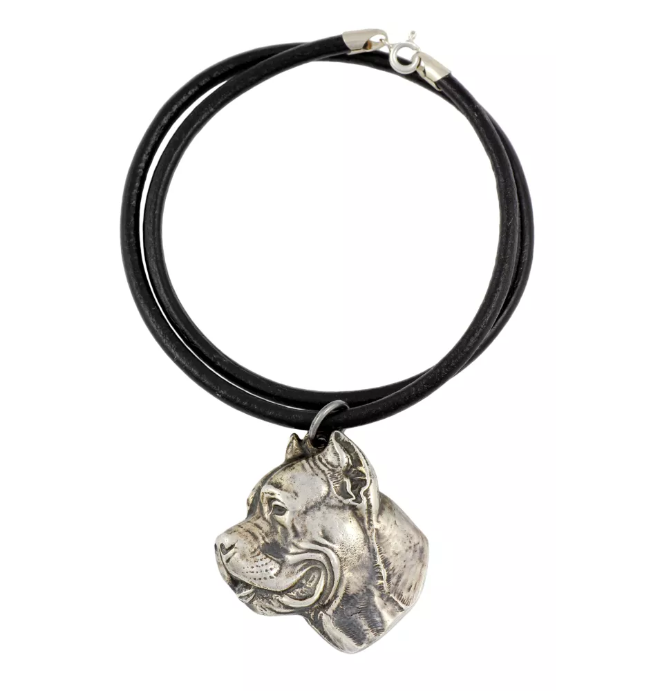Cane Corso, Italienischer Corso-Hund, Cane di Macellaio IV - Halskette mit Hund, versilberter Anhänger für Hundefans, einzigartiger Schmuck der Marke Art-Dog