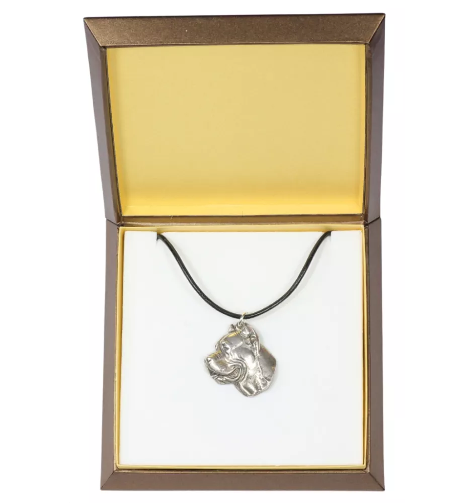 Cane Corso, Chien De Cour Italien - Collier de chien dans une boîte cadeau, médaillon argenté pour fan de chien, pendentif remarquable de la marque Art-Dog