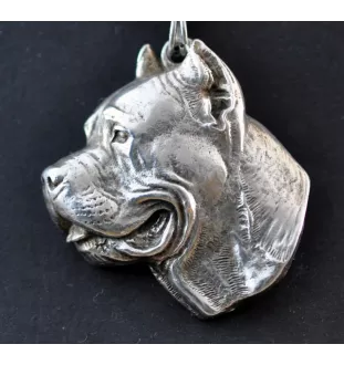 Cane Corso, Italienischer Corso-Hund, Cane di Macellaio - Hundehalsband in Geschenkbox, versilbertes Medaillon für Hundefans, markanter Anhänger der Marke Art-Dog