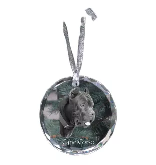 Cane Corso, Italienischer Corso-Hund, Cane di Macellaio - Kristallkugel mit Foto, Hundebild im Kristall, personalisierter Christbaumschmuck von Art-Dog.