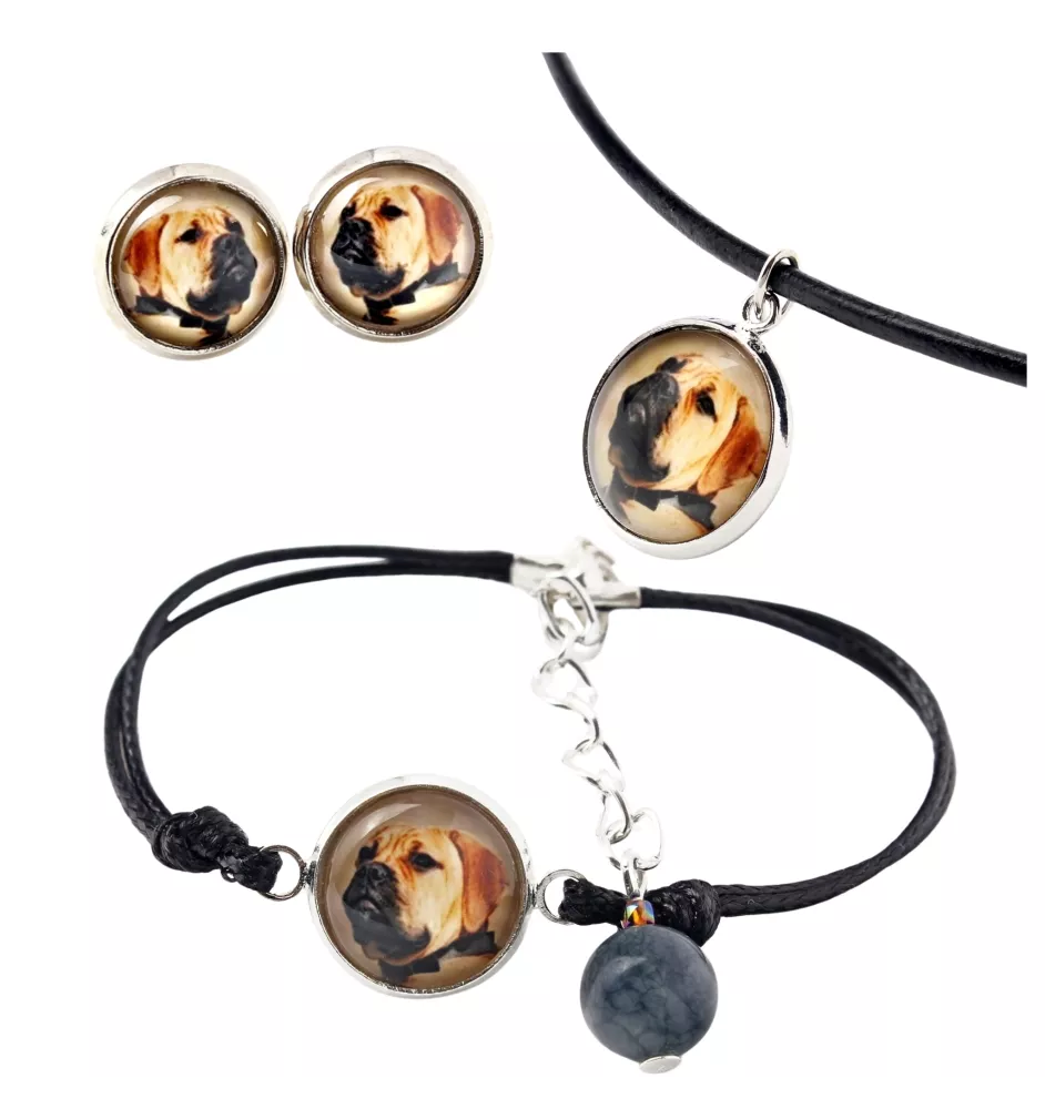 Bullmastiff - Schmuckset in einer Schachtel, Halskette, Ohrringe, Armband, Produkte der Marke Art-Dog
