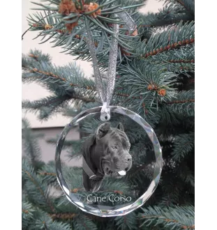 Cane Corso, Italienischer Corso-Hund, Cane di Macellaio - Kristallkugel mit Foto, Hundebild im Kristall, personalisierter Christbaumschmuck von Art-Dog.