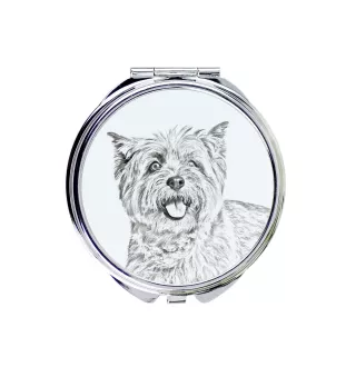 Cairn Terrier - Taschenspiegel mit Hund, personalisierter Taschenspiegel, kompakter Spiegel mit Art-Dog-Logo