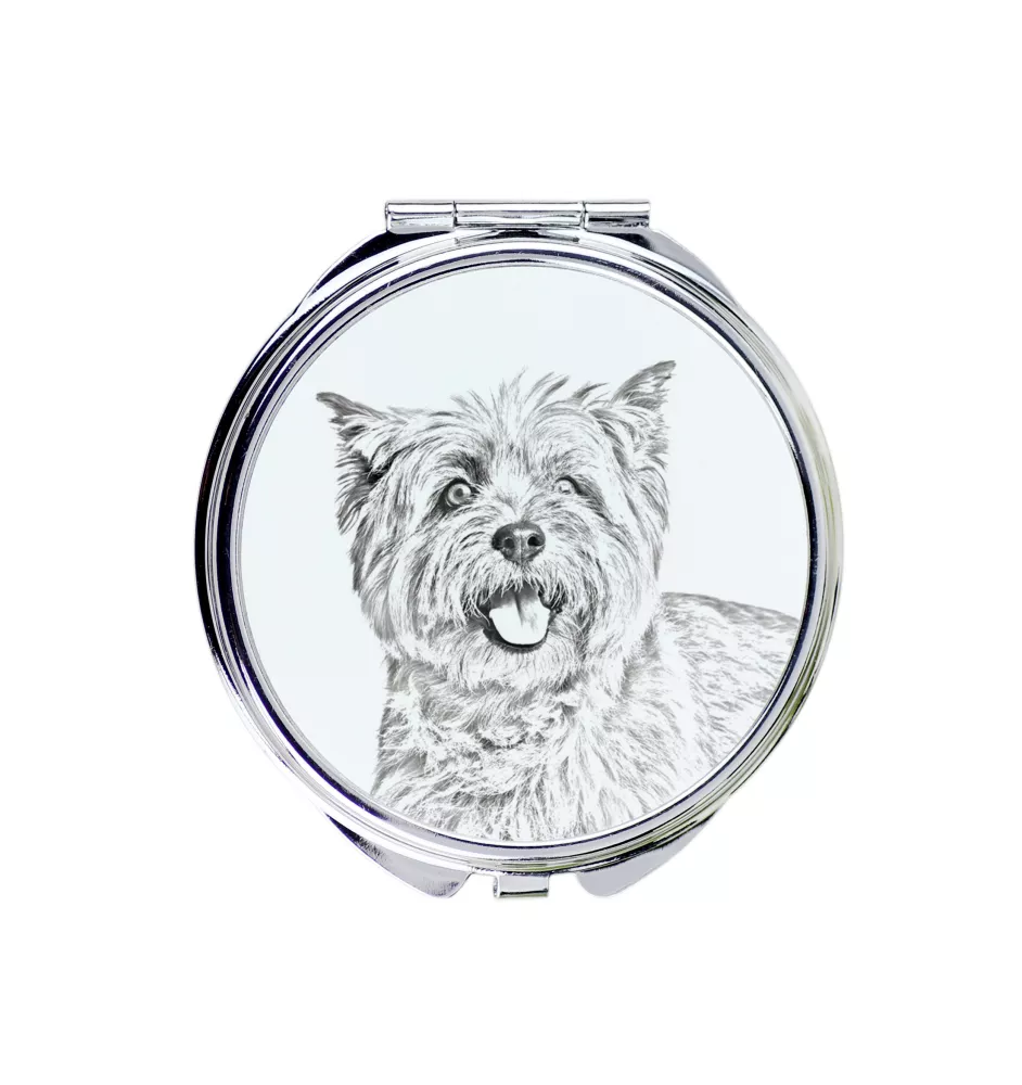 Cairn Terrier - Taschenspiegel mit Hund, personalisierter Taschenspiegel, kompakter Spiegel mit Art-Dog-Logo