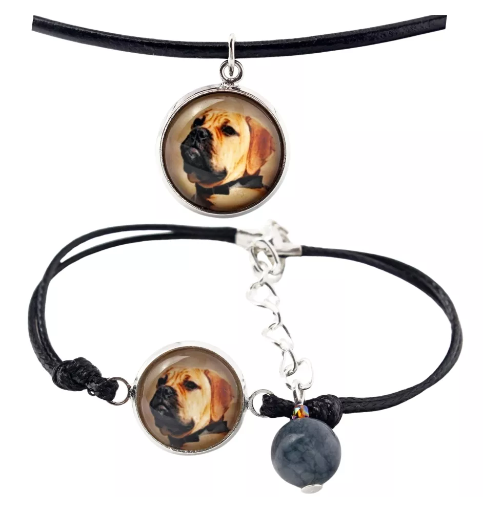 Bullmastiff - a set of jewelry with your photo, handmade set, bracelet and necklace by Art.-Dog brand