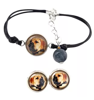 Bullmastiff - ensemble de bijoux avec votre photo, accessoire féminin, article fait main, produit fabriqué à la main avec passion pour la création de la marque Art-Dog