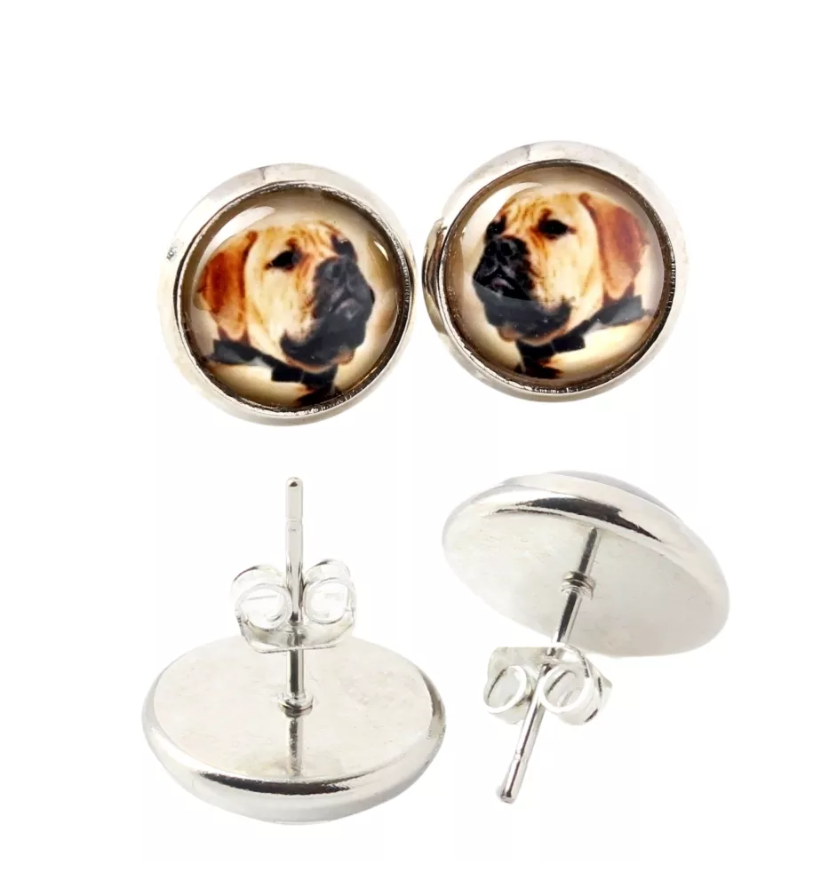 Bullmastiff - earrings in a box, your photo, handmade jewelry, a product of the Art-Dog brand