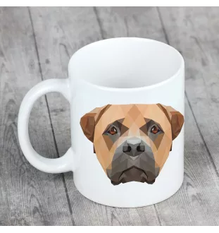 Bullmastiff - tasse avec une photo et un motif de chien géométrique Art-Dog